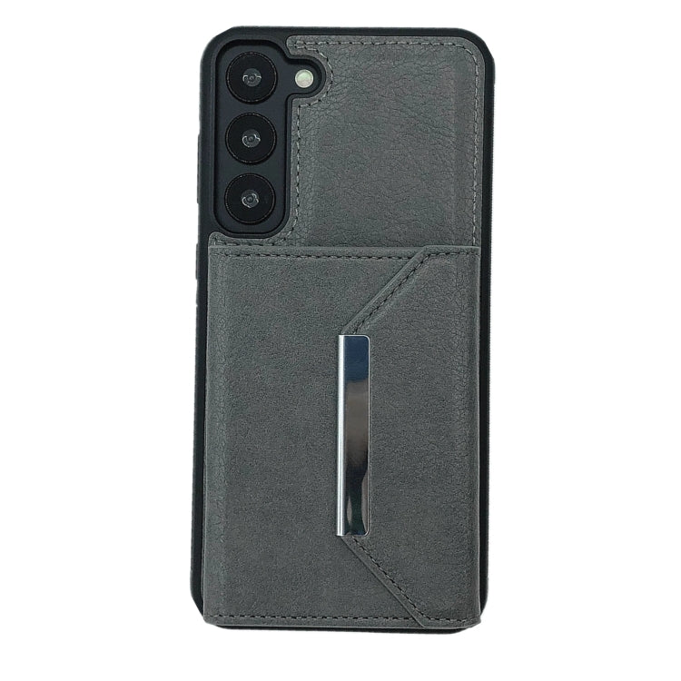 For Samsung Galaxy S23+ 5G Solid Color Metal Buckle Card Slots Bag Phone Case