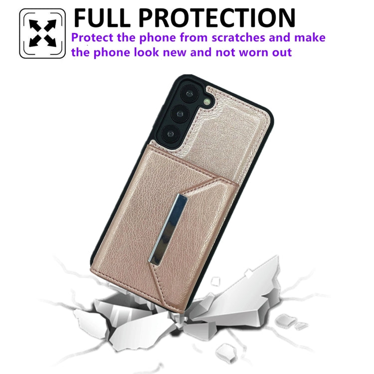 For Samsung Galaxy S23+ 5G Solid Color Metal Buckle Card Slots Bag Phone Case