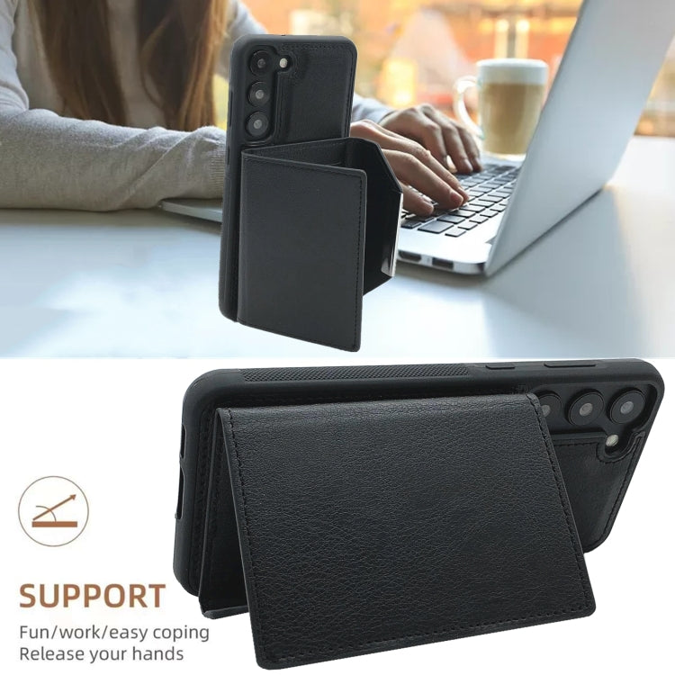 For Samsung Galaxy S24 5G Solid Color Metal Buckle Card Slots Bag Phone Case