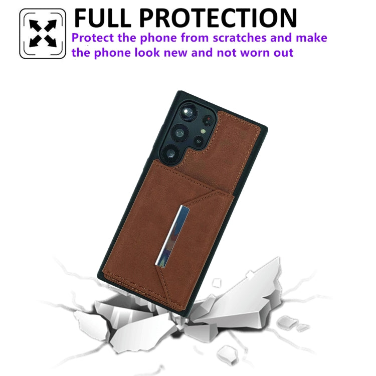 For Samsung Galaxy S24 Ultra 5G Solid Color Metal Buckle Card Slots Bag Phone Case