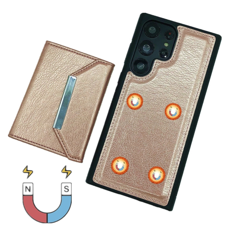 For Samsung Galaxy S24 Ultra 5G Solid Color Metal Buckle Card Slots Bag Phone Case