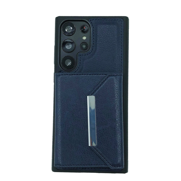 For Samsung Galaxy S23 Ultra 5G Solid Color Metal Buckle Card Slots Bag Phone Case