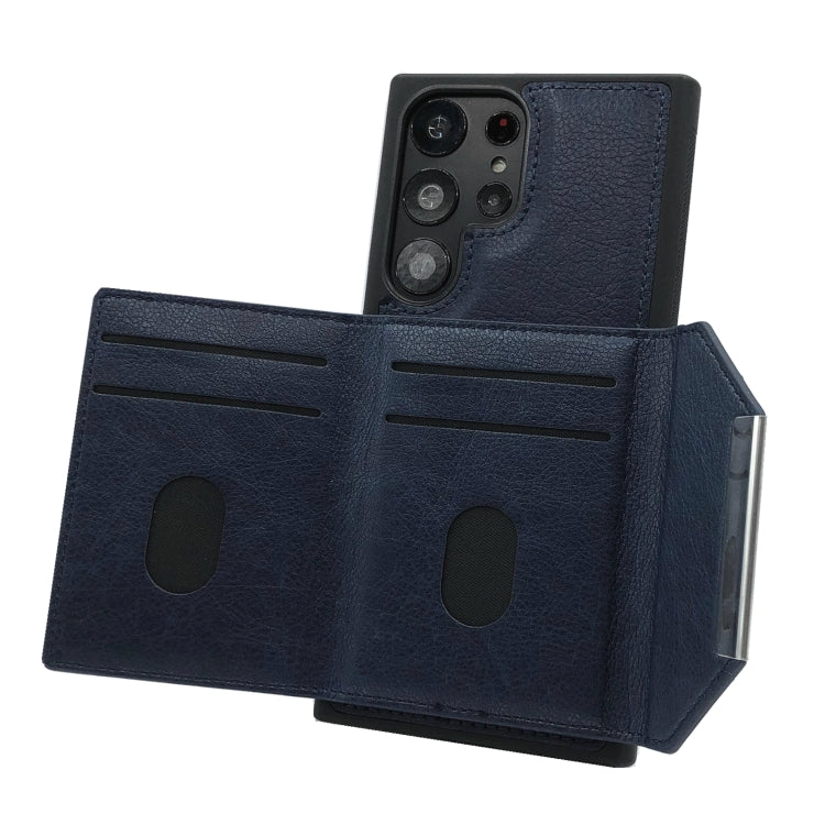 For Samsung Galaxy S23 Ultra 5G Solid Color Metal Buckle Card Slots Bag Phone Case