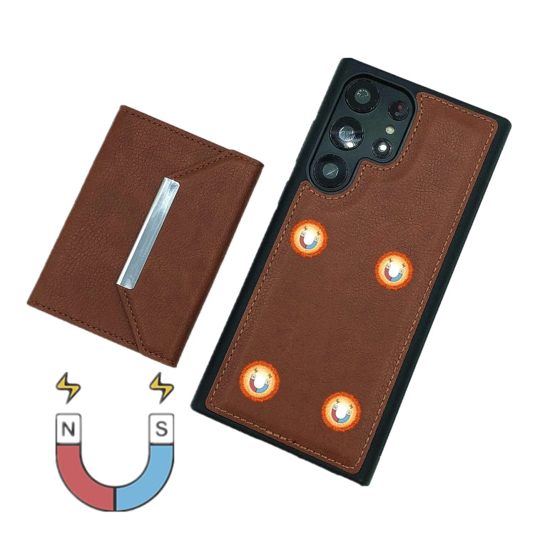 For Samsung Galaxy S23 Ultra 5G Solid Color Metal Buckle Card Slots Bag Phone Case