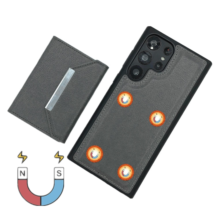 For Samsung Galaxy S23 Ultra 5G Solid Color Metal Buckle Card Slots Bag Phone Case