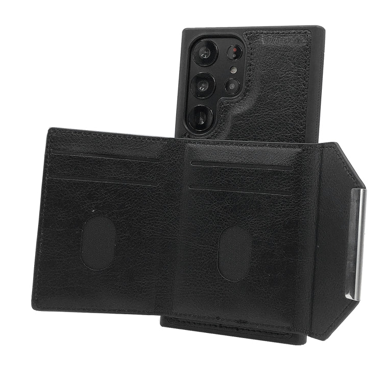 For Samsung Galaxy S23 Ultra 5G Solid Color Metal Buckle Card Slots Bag Phone Case