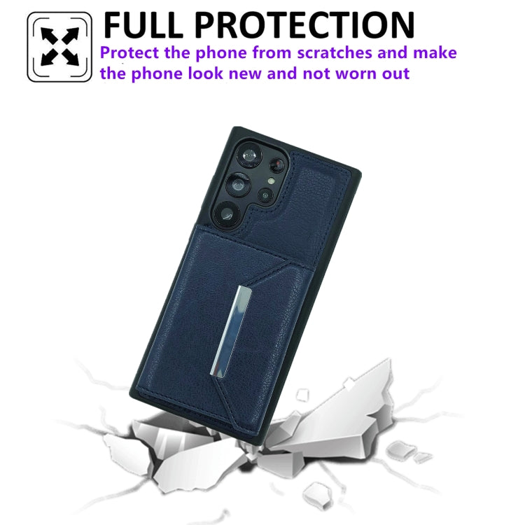 For Samsung Galaxy S22 Ultra 5G Solid Color Metal Buckle Card Slots Bag Phone Case