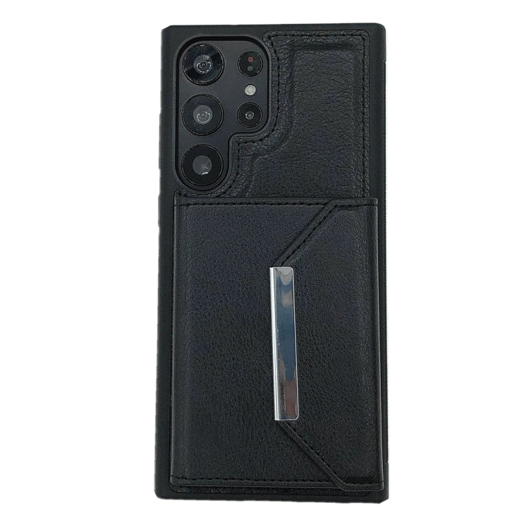 For Samsung Galaxy S22 Ultra 5G Solid Color Metal Buckle Card Slots Bag Phone Case