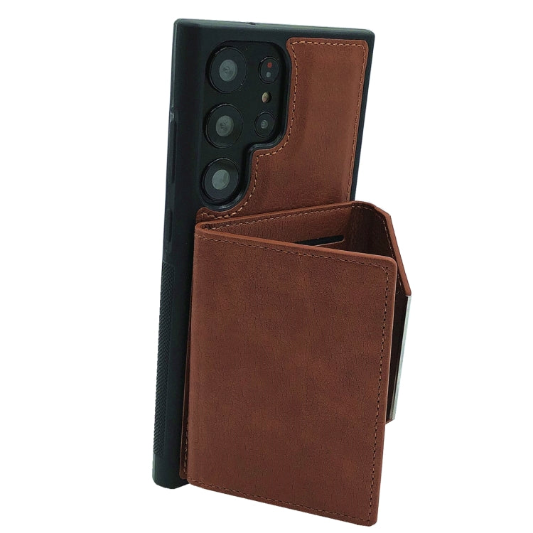For Samsung Galaxy S21 Ultra 5G Solid Color Metal Buckle Card Slots Bag Phone Case