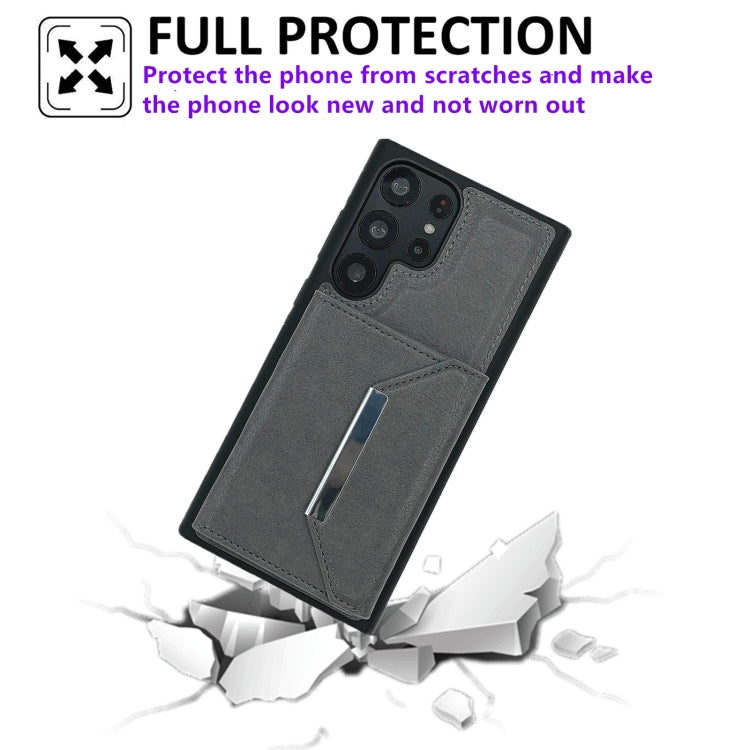 For Samsung Galaxy S21 Ultra 5G Solid Color Metal Buckle Card Slots Bag Phone Case