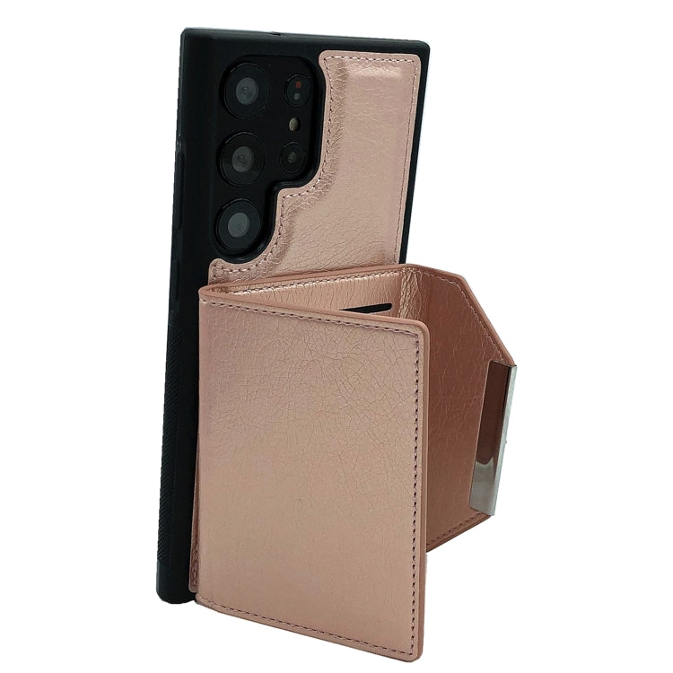 For Samsung Galaxy S21 Ultra 5G Solid Color Metal Buckle Card Slots Bag Phone Case
