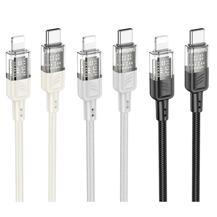 hoco U129 Spirit 1.2m PD27W USB-C / Type-C to 8 Pin Transparent Charging Data Cable