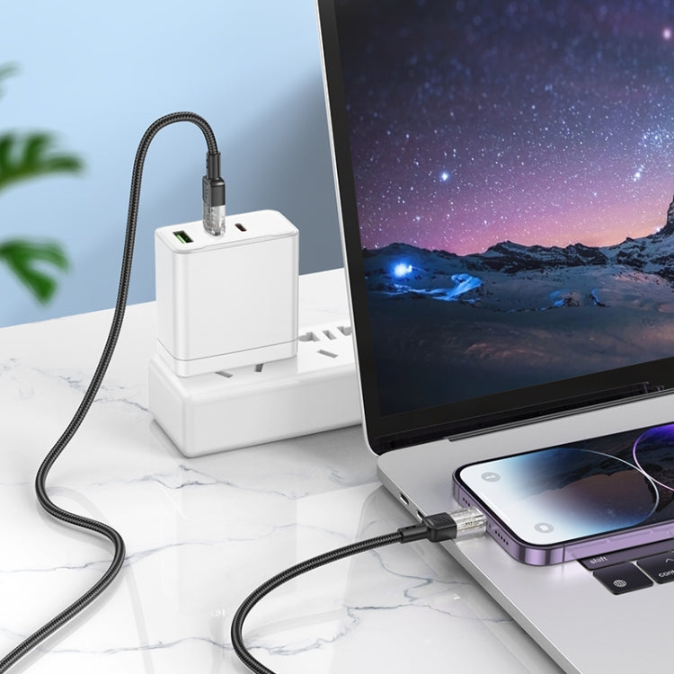 hoco U129 Spirit 1.2m PD27W USB-C / Type-C to 8 Pin Transparent Charging Data Cable