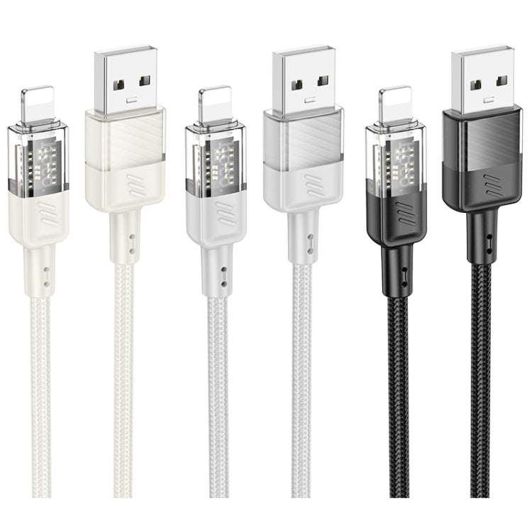 hoco U129 Spirit 1.2m 2.4A USB to 8 Pin Transparent Charging Data Cable