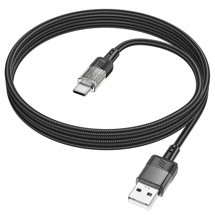 hoco U129 Spirit 1.2m 3A USB to USB-C / Type-C Transparent Charging Data Cable