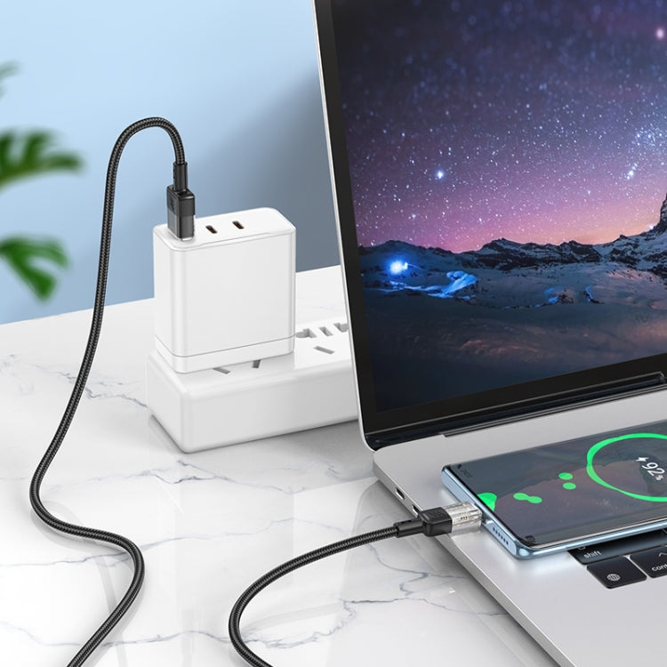 hoco U129 Spirit 1.2m 3A USB to USB-C / Type-C Transparent Charging Data Cable