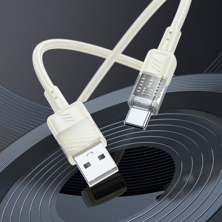 hoco U129 Spirit 1.2m 3A USB to USB-C / Type-C Transparent Charging Data Cable