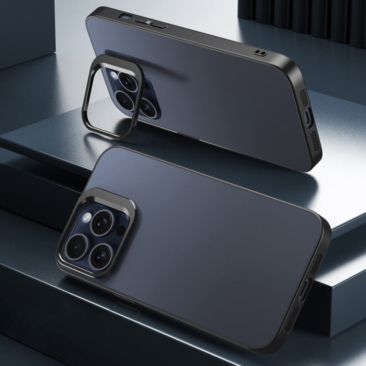 For iPhone 14 Pro Max Aluminum Alloy Lens Holder Frosted Skin-feel Phone Case
