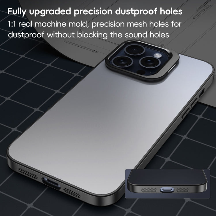 For iPhone 14 Pro Max Aluminum Alloy Lens Holder Frosted Skin-feel Phone Case