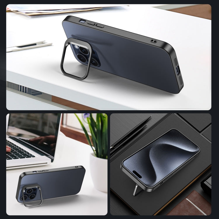 For iPhone 14 Pro Aluminum Alloy Lens Holder Frosted Skin-feel Phone Case