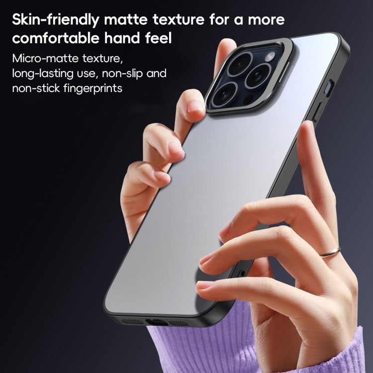 For iPhone 15 Pro Aluminum Alloy Lens Holder Frosted Skin-feel Phone Case
