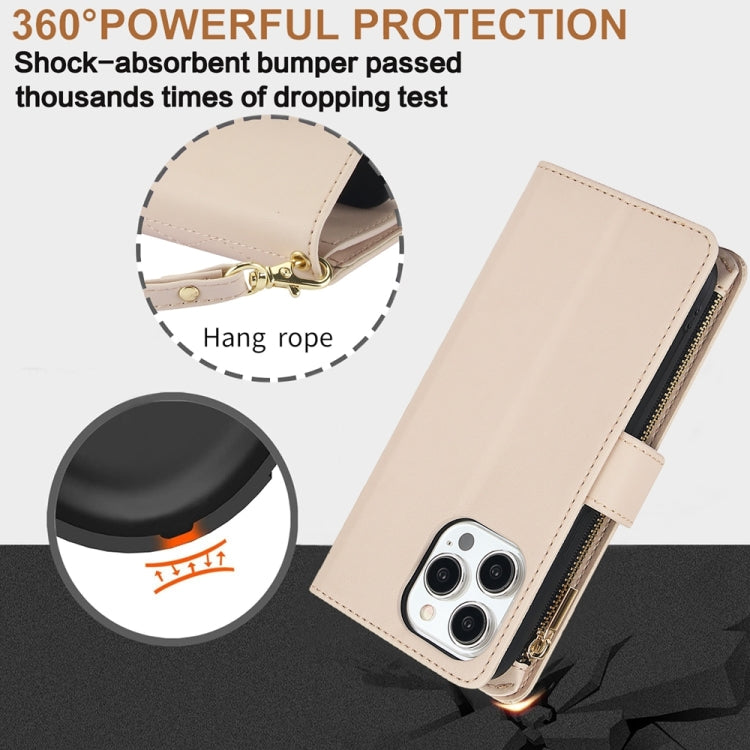 For iPhone 15 Plus YM016 Rhombic Zipper Card Wallet Leather Phone Case with Lanyard