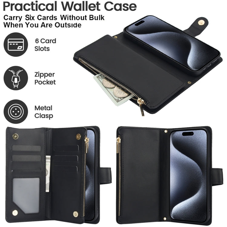 For iPhone 11 YM016 Rhombic Zipper Card Wallet Leather Phone Case with Lanyard