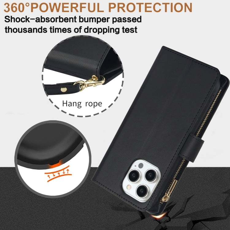 For iPhone 8 Plus / 7 Plus YM016 Rhombic Zipper Card Wallet Leather Phone Case with Lanyard