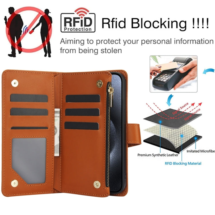 For iPhone 13 YM016 Rhombic Zipper Card Wallet Leather Phone Case with Lanyard