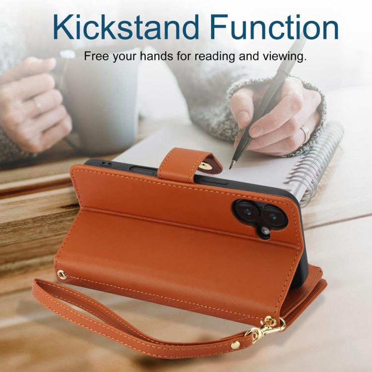 For iPhone 16 Plus YM016 Rhombic Zipper Card Wallet Leather Phone Case with Lanyard