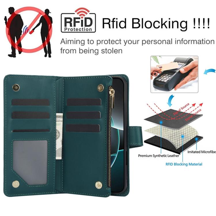 For iPhone 17 Pro Max YM016 Rhombic Zipper Card Wallet Leather Phone Case with Lanyard