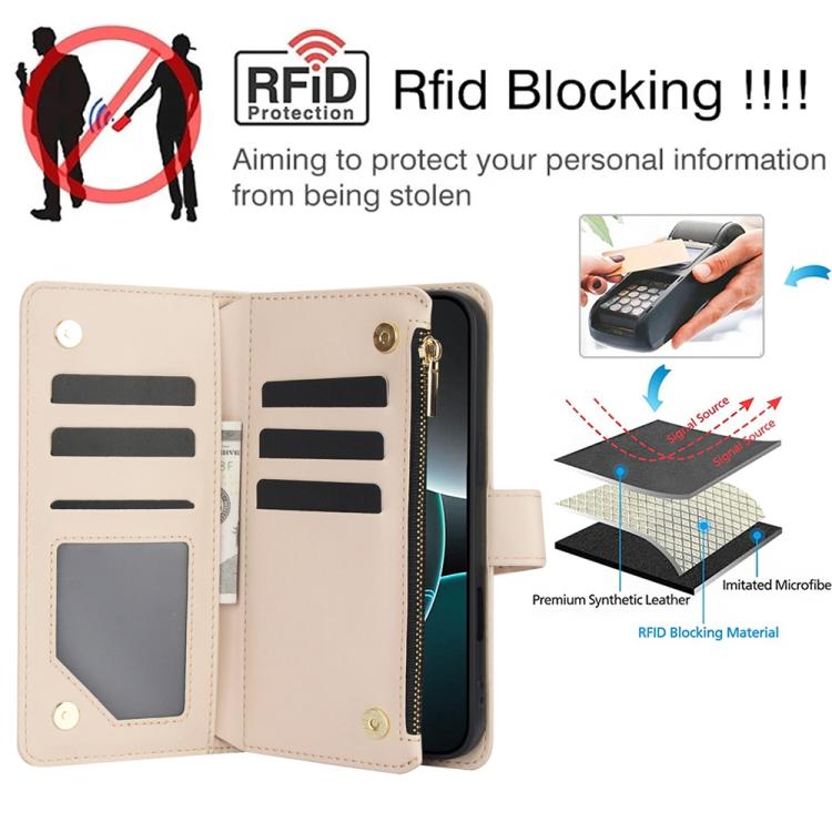 For iPhone 17 Pro Max YM016 Rhombic Zipper Card Wallet Leather Phone Case with Lanyard