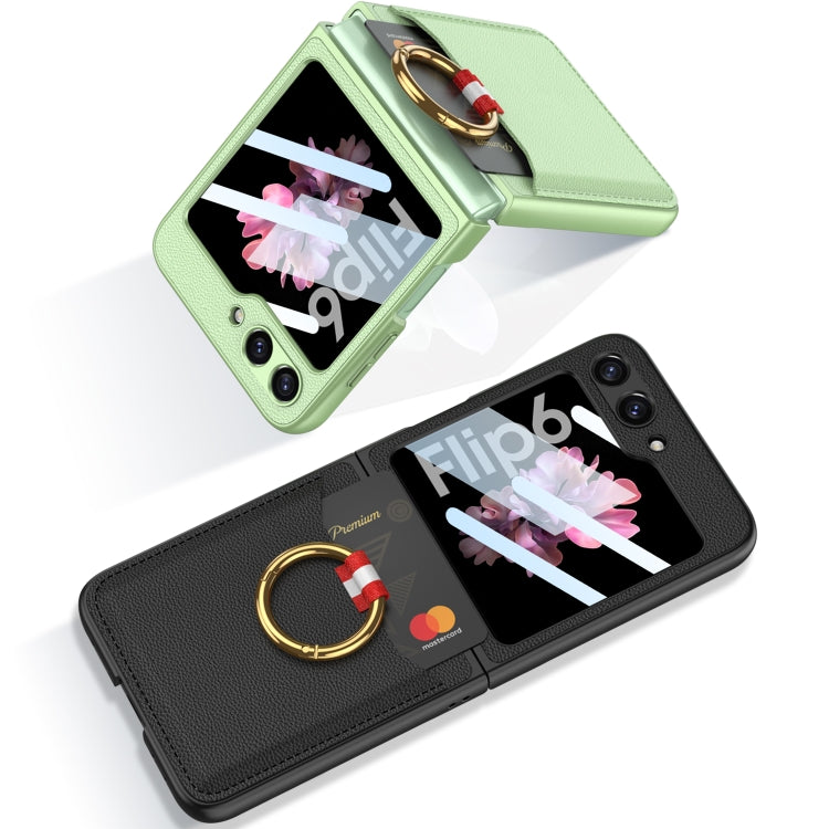 For Samsung Galaxy Z Flip6 / Flip7 FE GKK Integrated Ultra-thin Leather Card Slots Phone Case with Ring Holder
