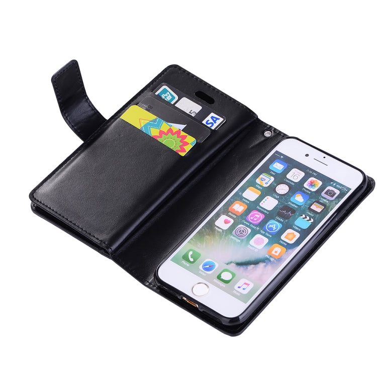 For iPhone SE 2022 / SE 2020 / 8 / 7 Multifunctional Zipper Horizontal Flip Leather Case with Holder & Wallet & 9 Card Slots & Lanyard