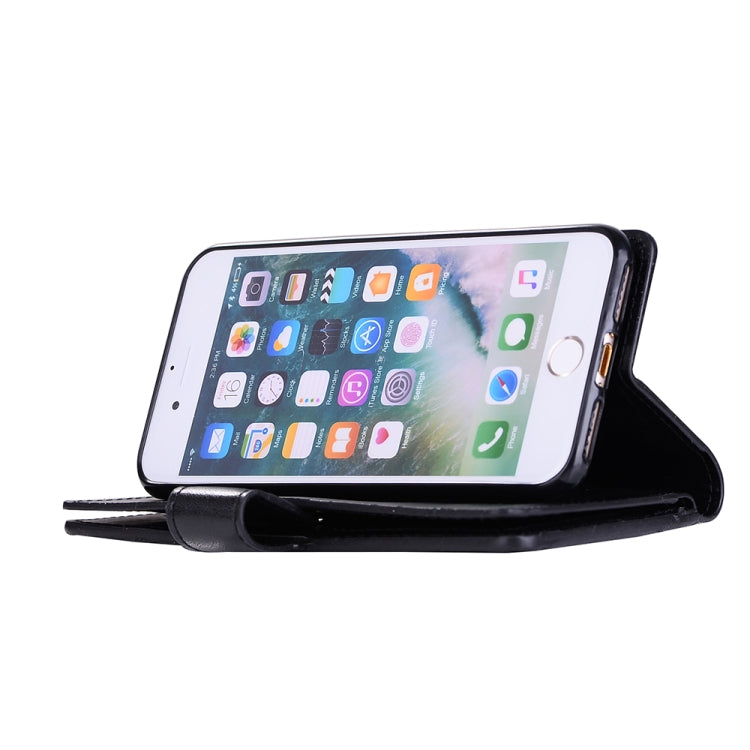 For iPhone SE 2022 / SE 2020 / 8 / 7 Multifunctional Zipper Horizontal Flip Leather Case with Holder & Wallet & 9 Card Slots & Lanyard