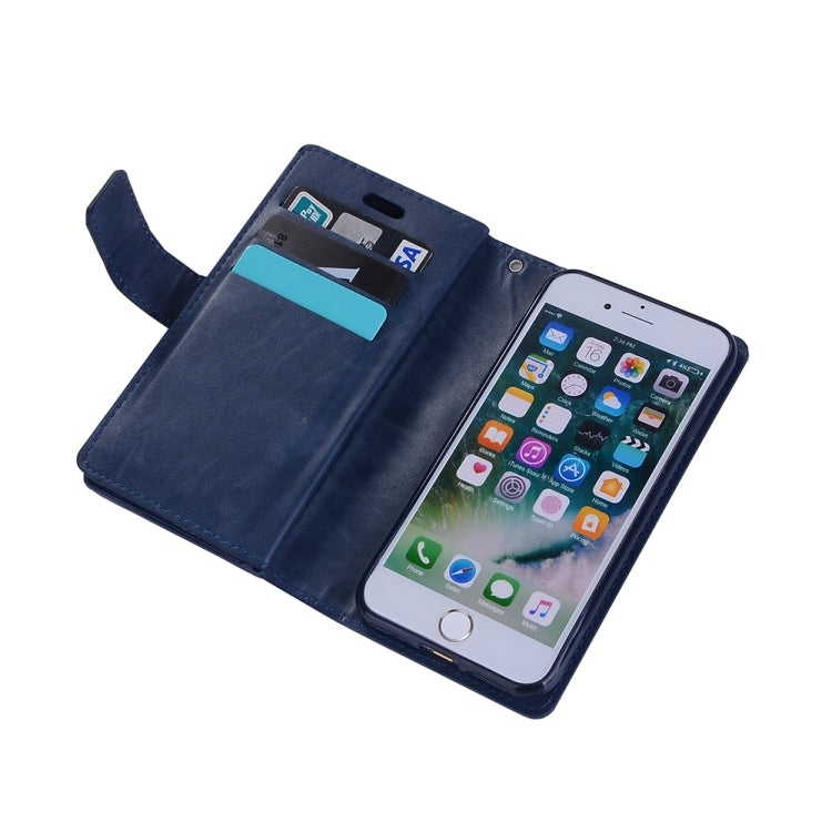 For iPhone SE 2022 / SE 2020 / 8 / 7 Multifunctional Zipper Horizontal Flip Leather Case with Holder & Wallet & 9 Card Slots & Lanyard