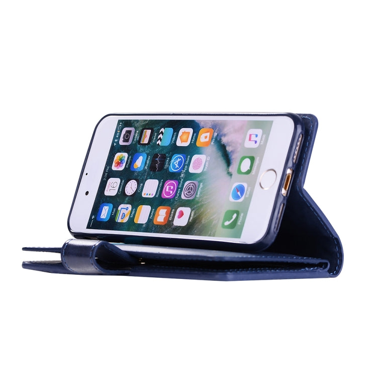 For iPhone SE 2022 / SE 2020 / 8 / 7 Multifunctional Zipper Horizontal Flip Leather Case with Holder & Wallet & 9 Card Slots & Lanyard