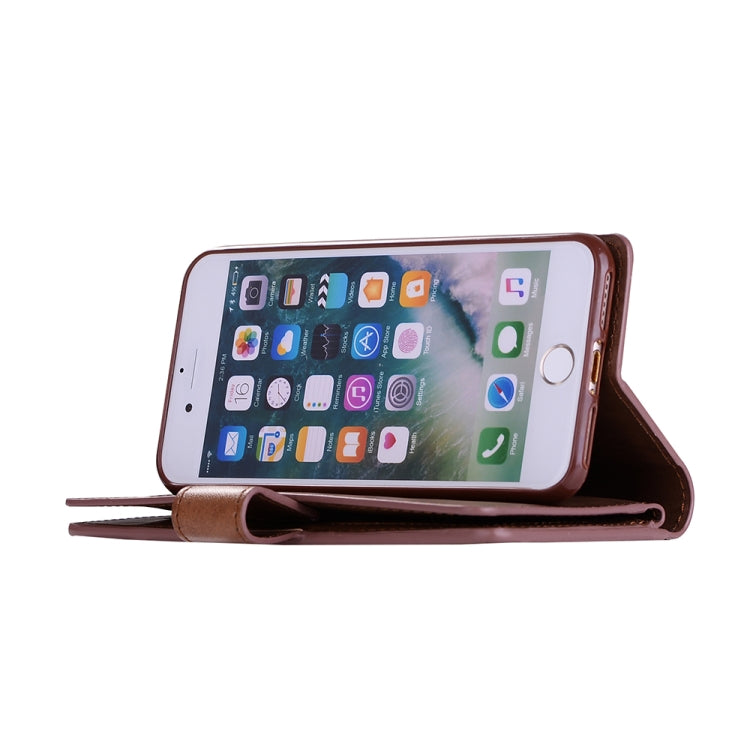 For iPhone SE 2022 / SE 2020 / 8 / 7 Multifunctional Zipper Horizontal Flip Leather Case with Holder & Wallet & 9 Card Slots & Lanyard