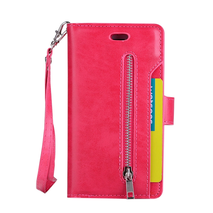 For iPhone SE 2022 / SE 2020 / 8 / 7 Multifunctional Zipper Horizontal Flip Leather Case with Holder & Wallet & 9 Card Slots & Lanyard