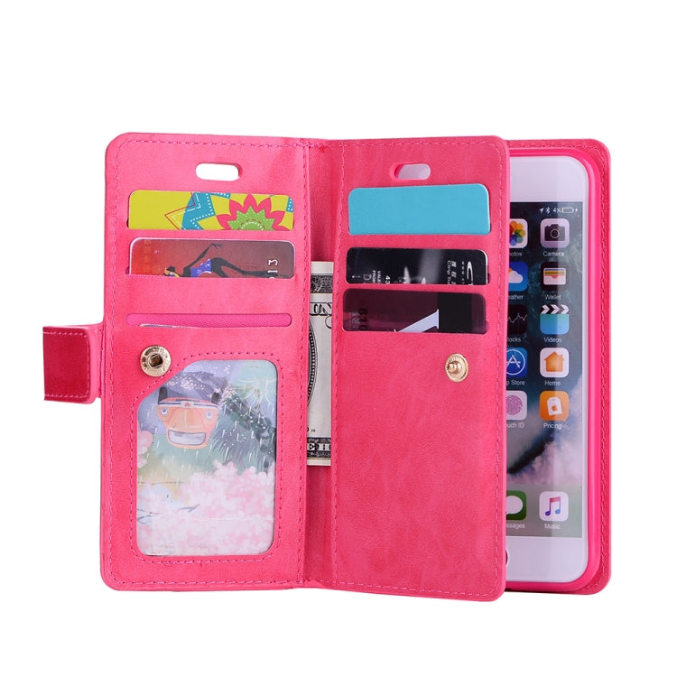 For iPhone SE 2022 / SE 2020 / 8 / 7 Multifunctional Zipper Horizontal Flip Leather Case with Holder & Wallet & 9 Card Slots & Lanyard