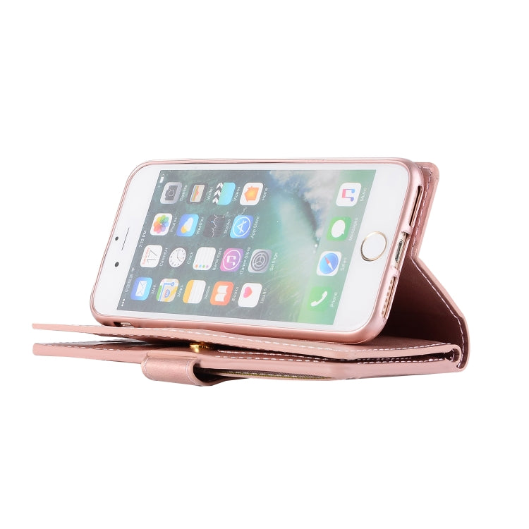 For iPhone SE 2022 / SE 2020 / 8 / 7 Multifunctional Zipper Horizontal Flip Leather Case with Holder & Wallet & 9 Card Slots & Lanyard