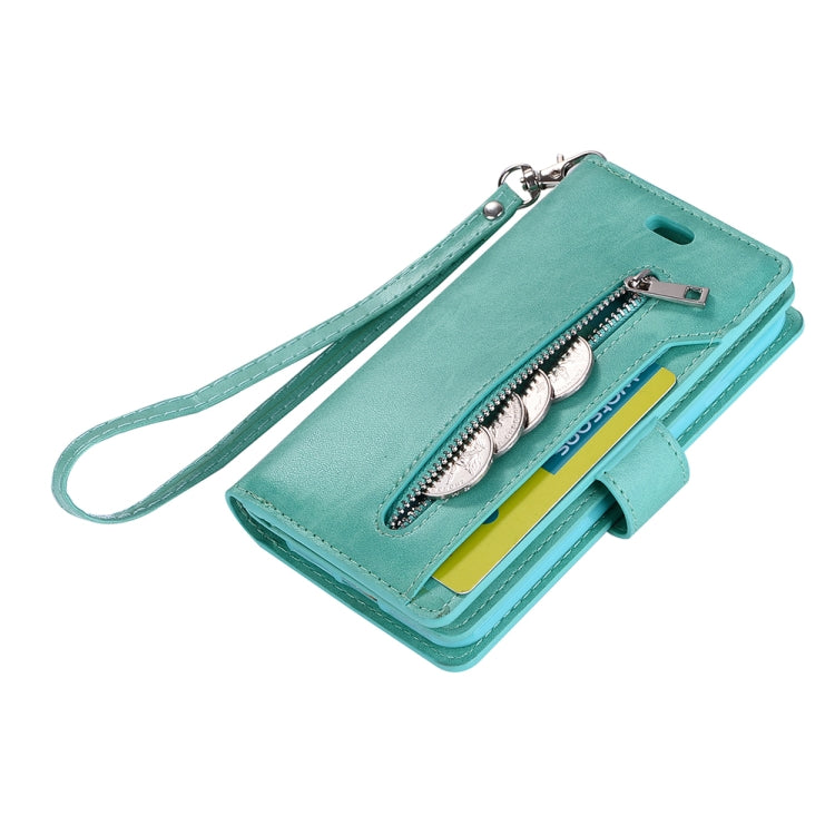 For iPhone SE 2022 / SE 2020 / 8 / 7 Multifunctional Zipper Horizontal Flip Leather Case with Holder & Wallet & 9 Card Slots & Lanyard
