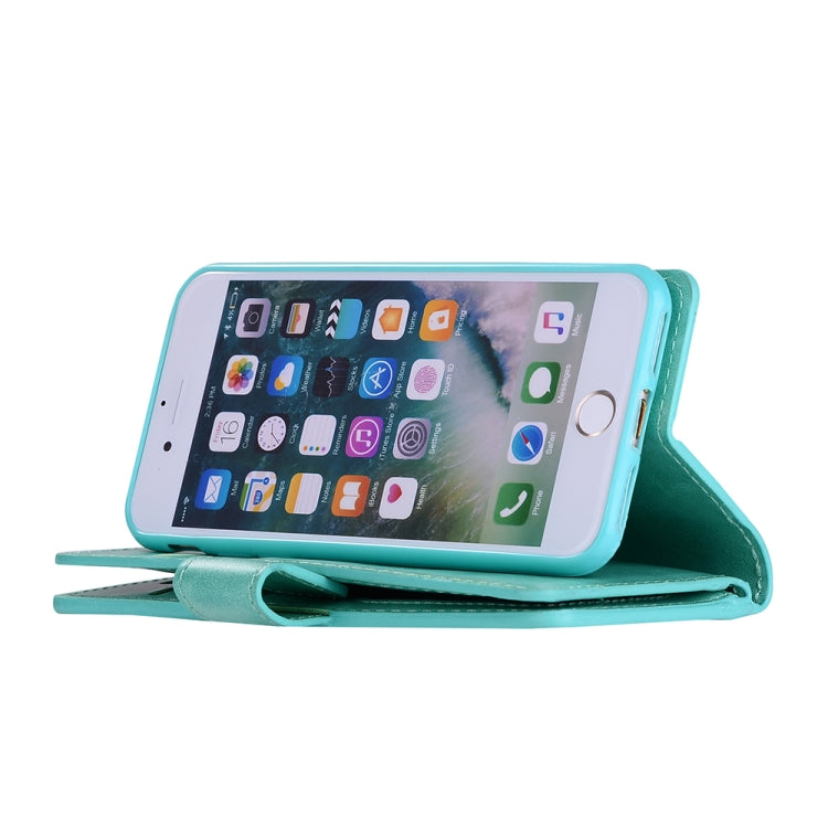 For iPhone SE 2022 / SE 2020 / 8 / 7 Multifunctional Zipper Horizontal Flip Leather Case with Holder & Wallet & 9 Card Slots & Lanyard