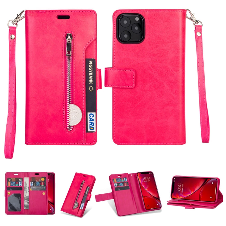 For iPhone 11 Multifunctional Zipper Horizontal Flip Leather Case with Holder & Wallet & 9 Card Slots & Lanyard