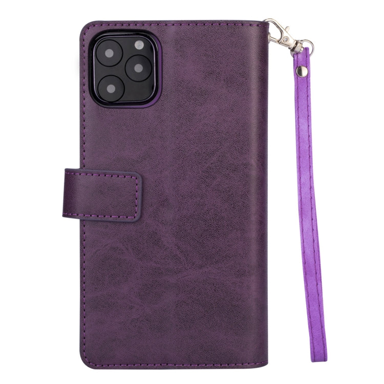For iPhone 11 Pro Max Multifunctional Zipper Horizontal Flip Leather Case with Holder & Wallet & 9 Card Slots & Lanyard