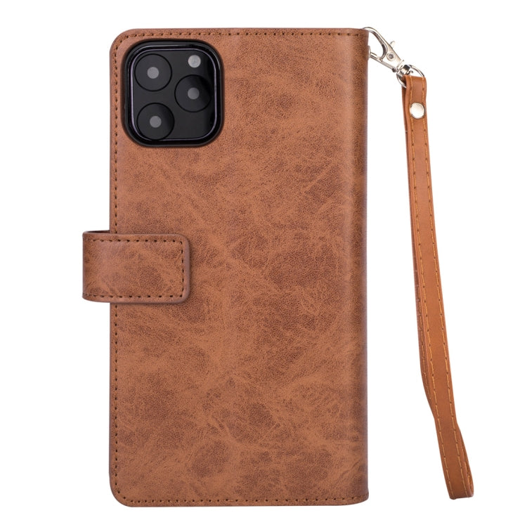 For iPhone 11 Pro Max Multifunctional Zipper Horizontal Flip Leather Case with Holder & Wallet & 9 Card Slots & Lanyard