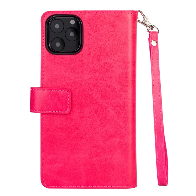For iPhone 11 Pro Max Multifunctional Zipper Horizontal Flip Leather Case with Holder & Wallet & 9 Card Slots & Lanyard