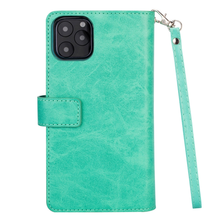 For iPhone 11 Pro Max Multifunctional Zipper Horizontal Flip Leather Case with Holder & Wallet & 9 Card Slots & Lanyard