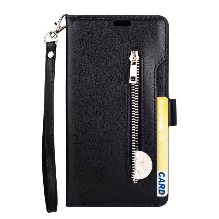 For iPhone X / XS Multifunctional Zipper Horizontal Flip Leather Case with Holder & Wallet & 9 Card Slots & Lanyard