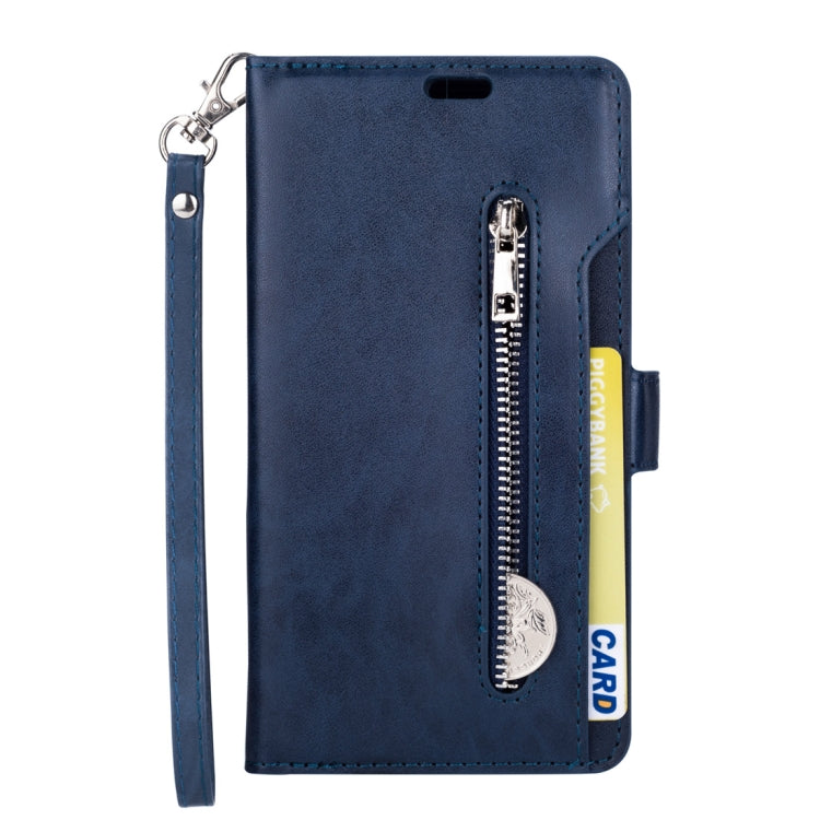 For iPhone X / XS Multifunctional Zipper Horizontal Flip Leather Case with Holder & Wallet & 9 Card Slots & Lanyard